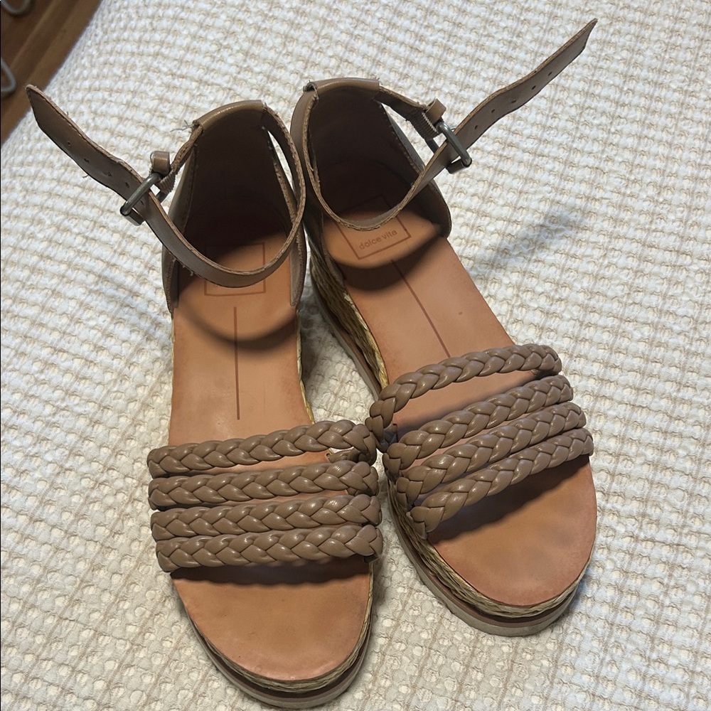 Dolce Vita Braided Platform Sandals in Light Brown